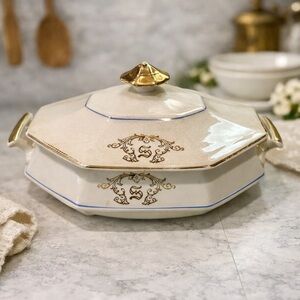 ✨Vintage✨Elegant Cream and Gold Serveware Dish